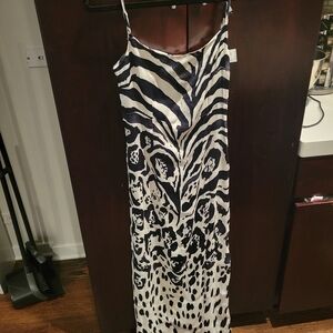 Satin zebra maxi dress